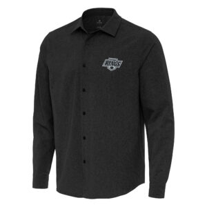 Men's Antigua Black Los Angeles Kings Exposure Woven Long Sleeve Button-Up Shirt