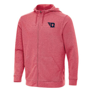 Men's Antigua Heather Red Dayton Flyers Effortless Full-Zip Hoodie Jacket