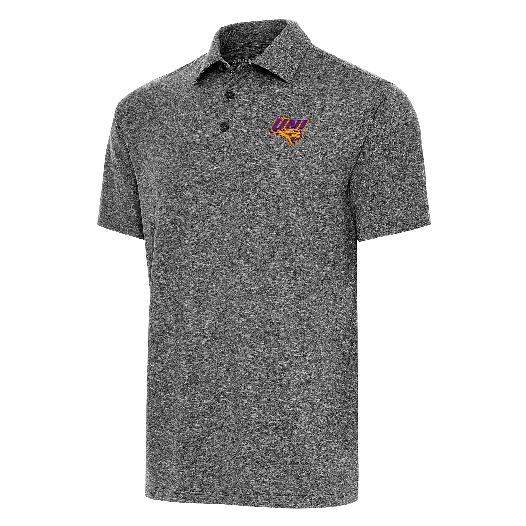 Men's Antigua Heather Black Northern Iowa Panthers Big & Tall Par 3 Polo