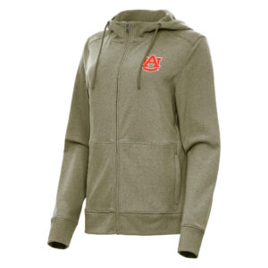 Women's Antigua Olive Auburn Tigers Seeker Full-Zip Hoodie