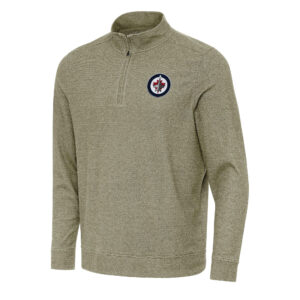 Men's Antigua Olive Winnipeg Jets Subtle Quarter-Zip Sweatshirt