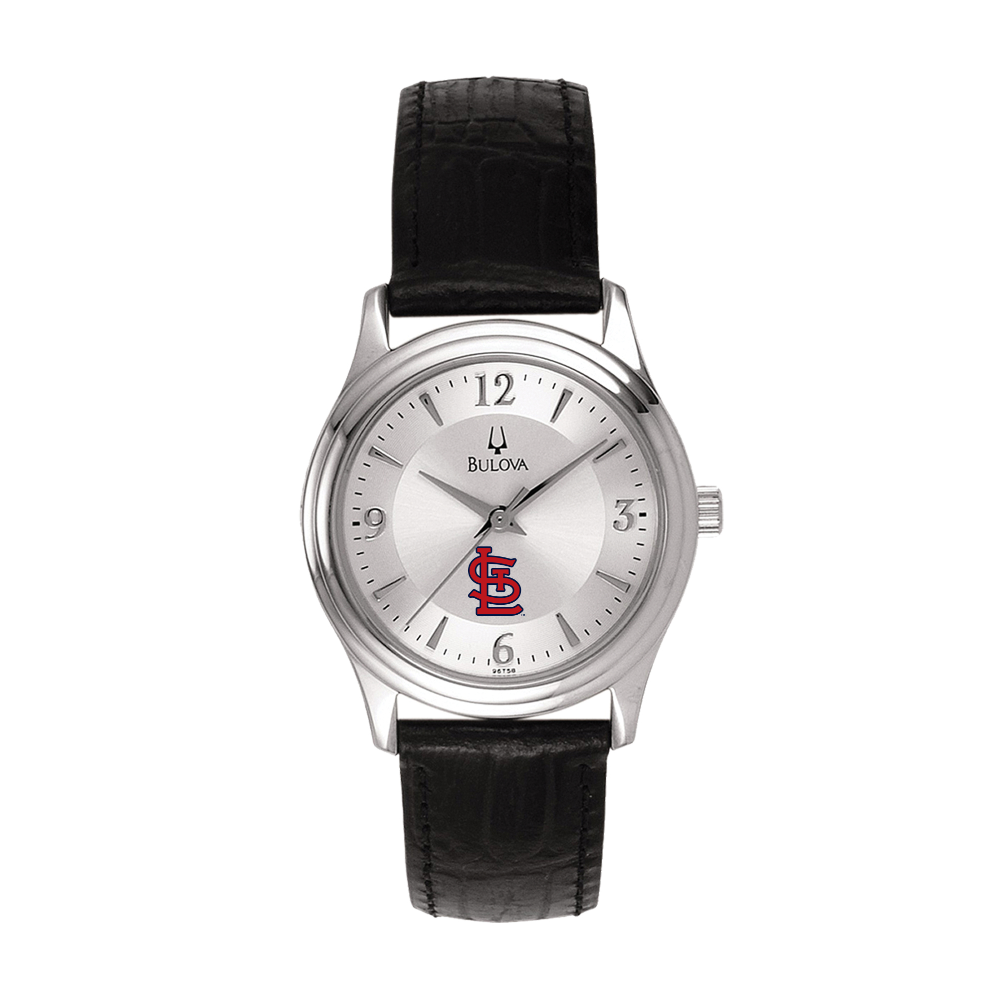 Women's Bulova Silver St. Louis Cardinals Leather Strap Watch