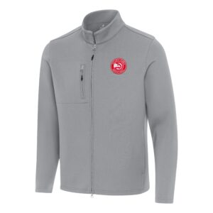 Men's Antigua Gray Atlanta Hawks Objection Double-Peached Full-Zip Jacket
