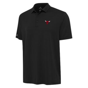 Men's Antigua Black Chicago Bulls Reprocess Polo