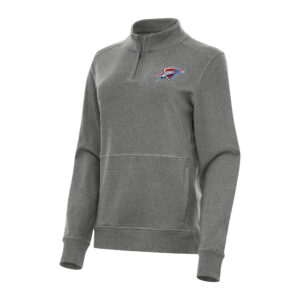 Women's Antigua Heather Black Oklahoma City Thunder Crush Quarter-Zip Fleece Sweatshirt
