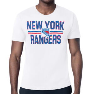Men's Starter White New York Rangers Mesh Look Team Name T-Shirt