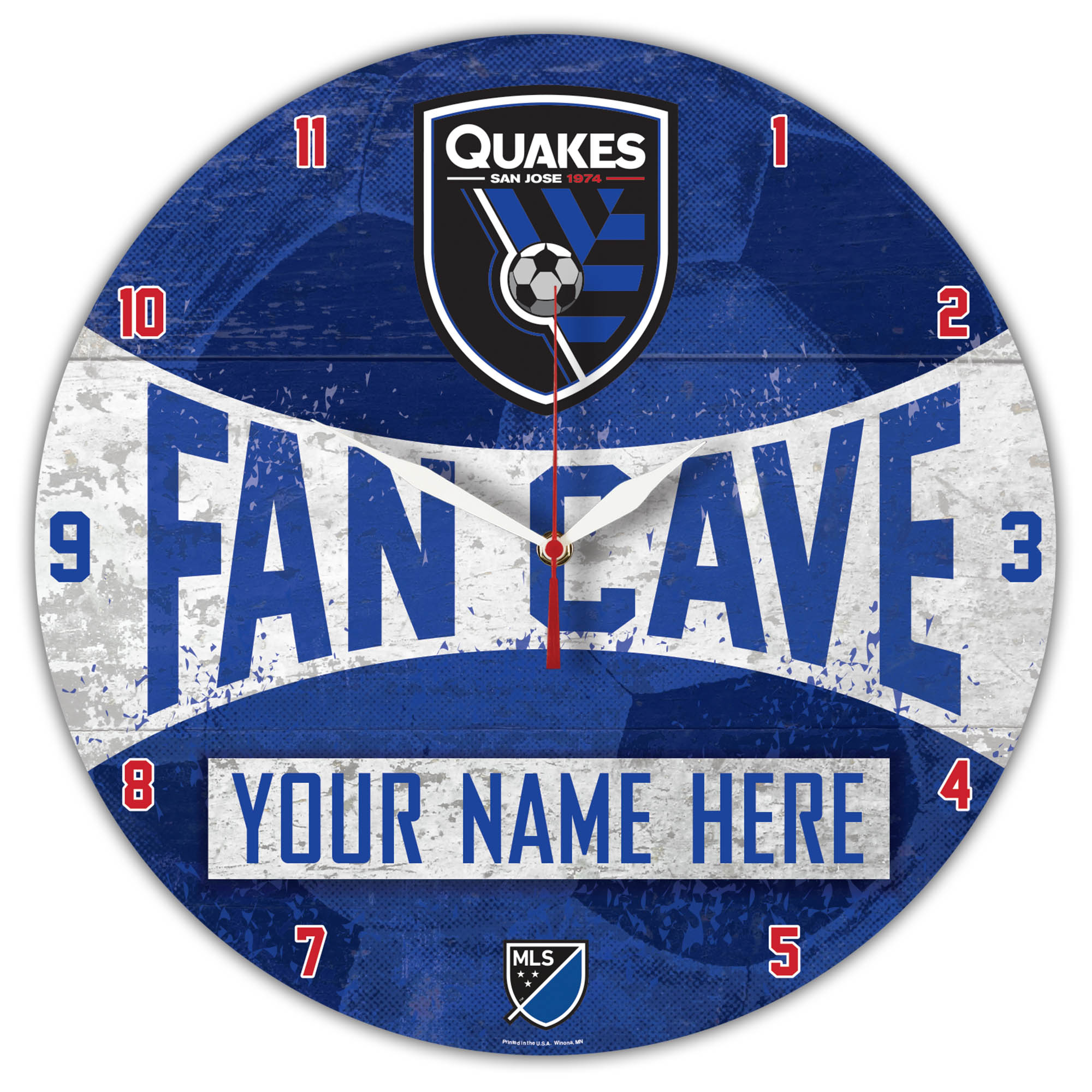 WinCraft San Jose Earthquakes Personalized 14'' Round Wall Clock
