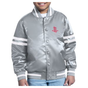 Youth Starter Gray Houston Rockets City Team Logo Varsity Full-Snap Jacket