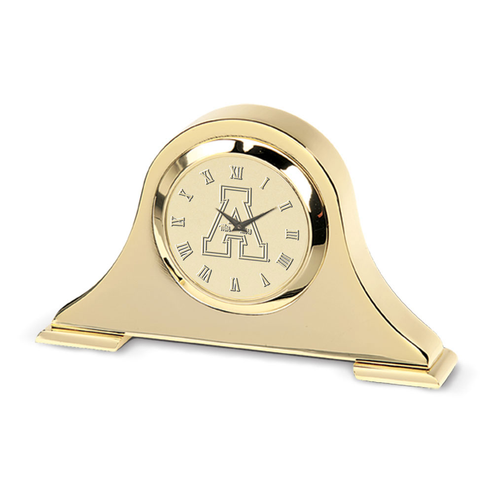 Appalachian State Mountaineers Gold Napoleon Desk Clock