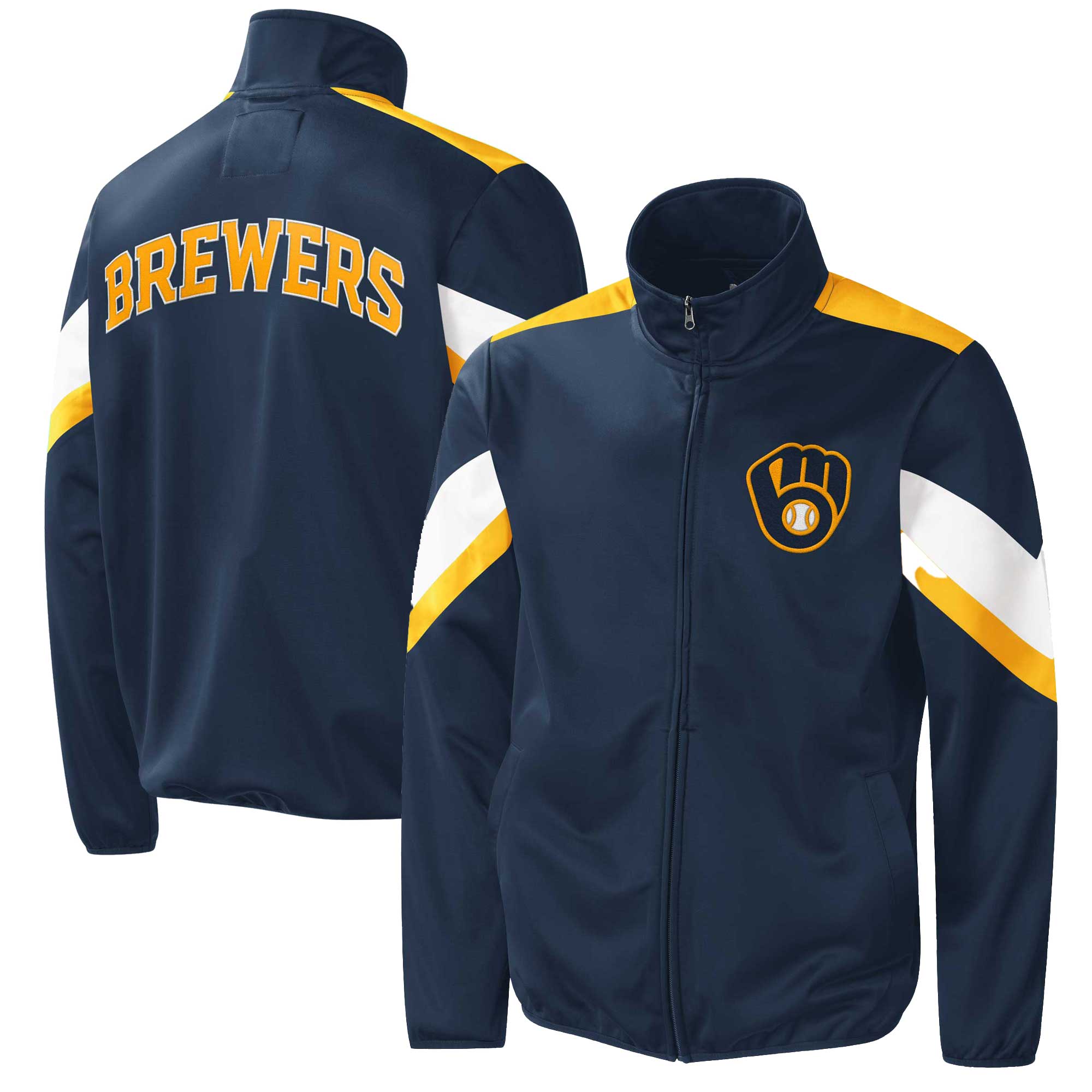 Men's G-III Sports by Carl Banks Navy Milwaukee Brewers Earned Run Full-Zip Jacket