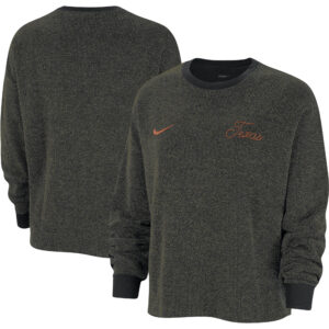 Women's Nike  Black Texas Longhorns Yoga Script Pullover Sweatshirt