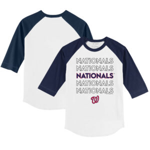 Infant Tiny Turnip White/Navy Washington Nationals Stacked Raglan 3/4 Sleeve T-Shirt
