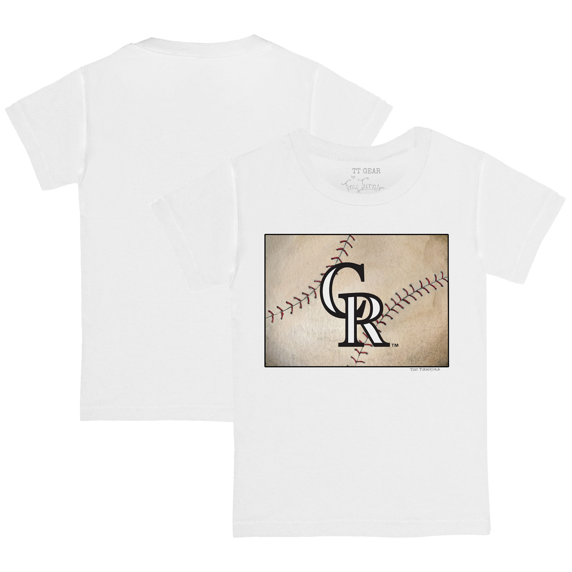 Toddler Tiny Turnip White Colorado Rockies State Outline T-Shirt