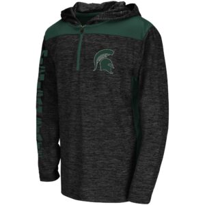 Youth Colosseum Heathered Black Michigan State Spartans Quick Kick Quarter-Zip Hoodie