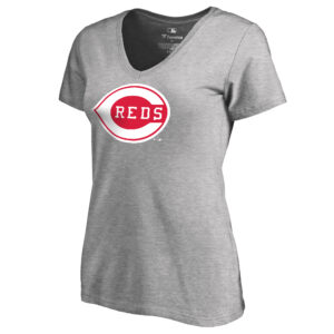 Women's Ash Cincinnati Reds Cooperstown Collection Wahconah V-Neck T-Shirt