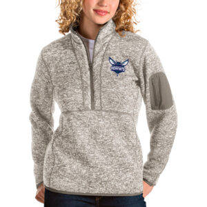 Women's Antigua Natural Charlotte Hornets Fortune Quarter-Zip Pullover Jacket