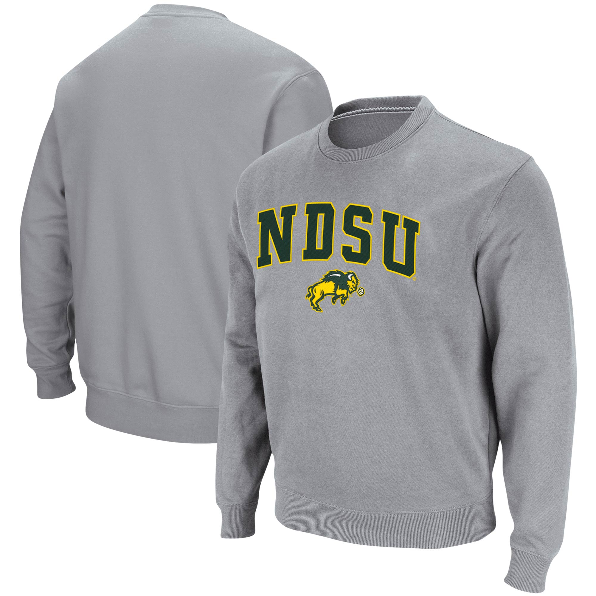 Men's Colosseum Heathered Gray NDSU Bison Arch & Logo Tackle Twill Pullover Sweatshirt - Image 5