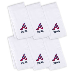 Infant White Atlanta Braves Personalized Burp Cloth 6-Pack