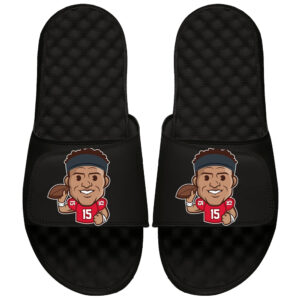 Men's ISlide Patrick Mahomes Black NFLPA Emoji Slide Sandals