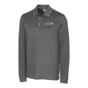 Men's Cutter & Buck Gray Seattle Seahawks Advantage Long Sleeve Polo