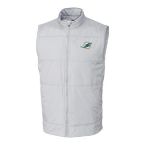 Men's Cutter & Buck Heather Gray Miami Dolphins Big & Tall Stealth Full-Zip Vest