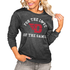 Women's Charcoal Dayton Flyers For the Love Luxe Boyfriend Long Sleeve T-Shirt