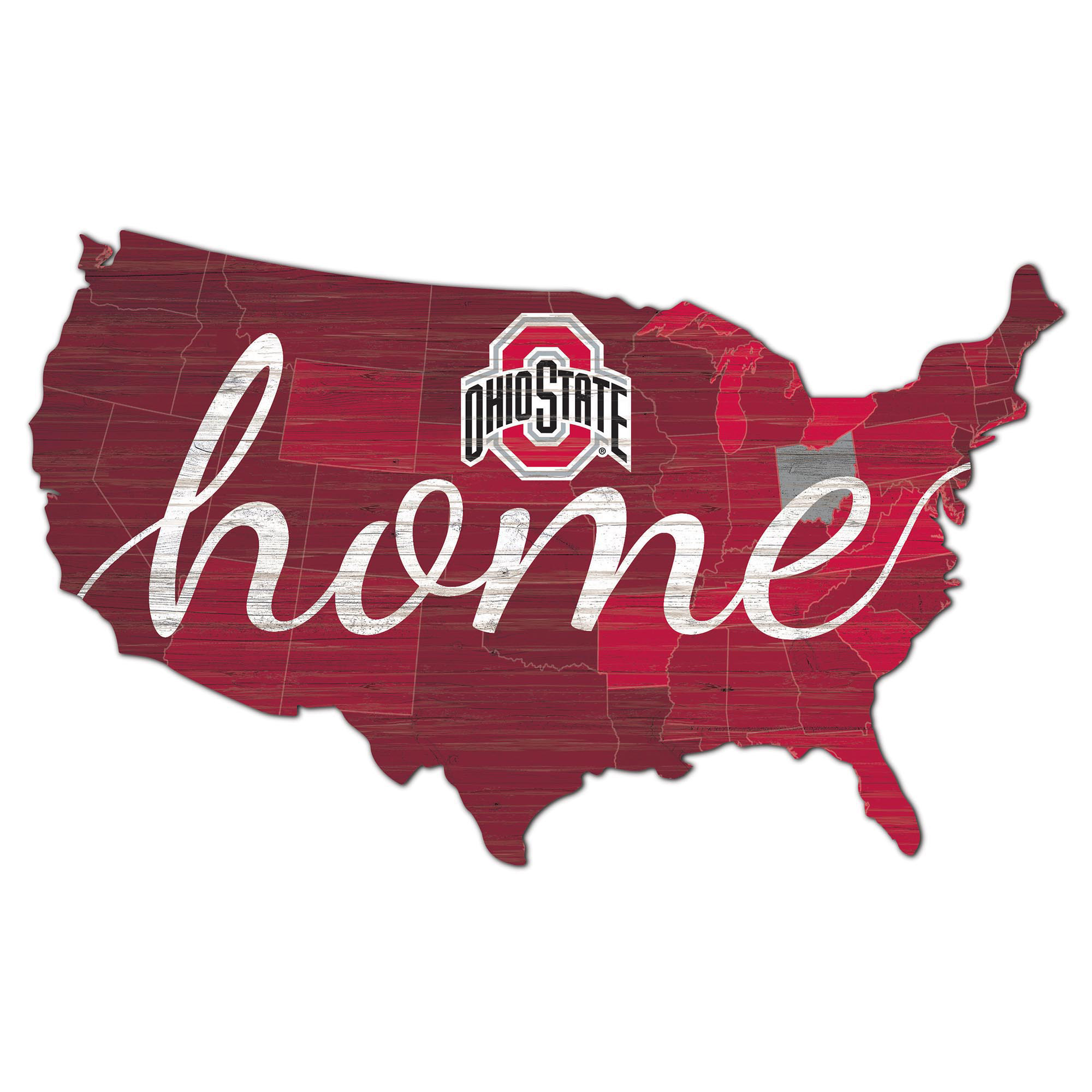 Ohio State Buckeyes 18'' x 18'' USA Shape Cutout Sign
