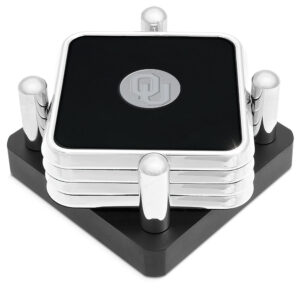 Silver Oklahoma Sooners 4-Piece Square Coaster Set