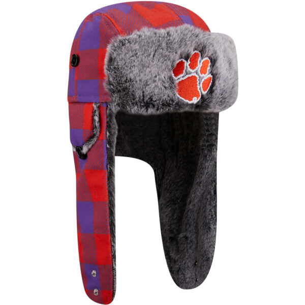 Men's New Era Orange/Purple Clemson Tigers Plaid Trapper Hat - Image 8