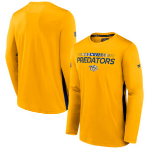 Men's Gold Nashville Predators Authentic Pro Rink Performance Long Sleeve T-Shirt