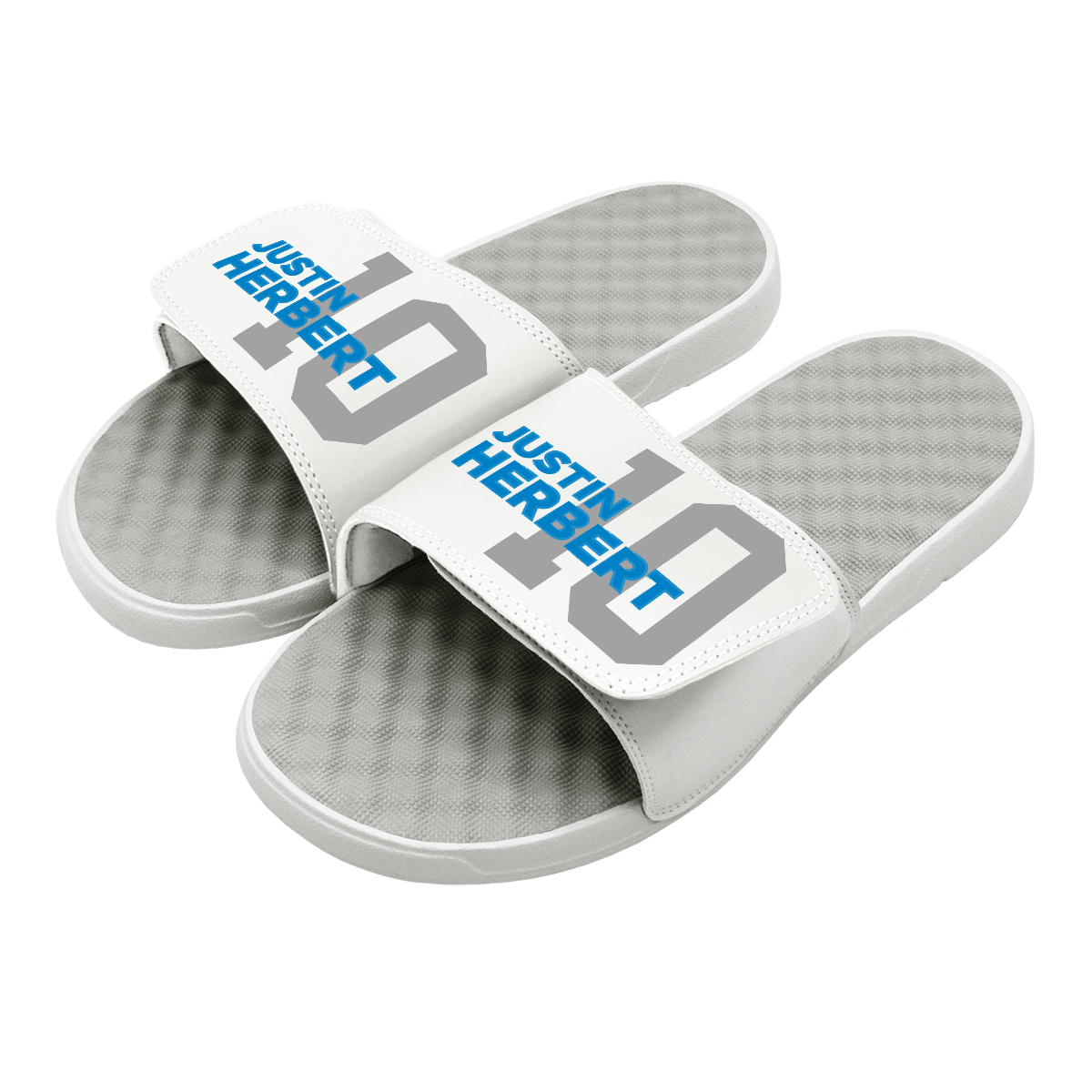 Youth ISlide Justin Herbert White NFLPA Number Fan Slide Sandals - Image 5