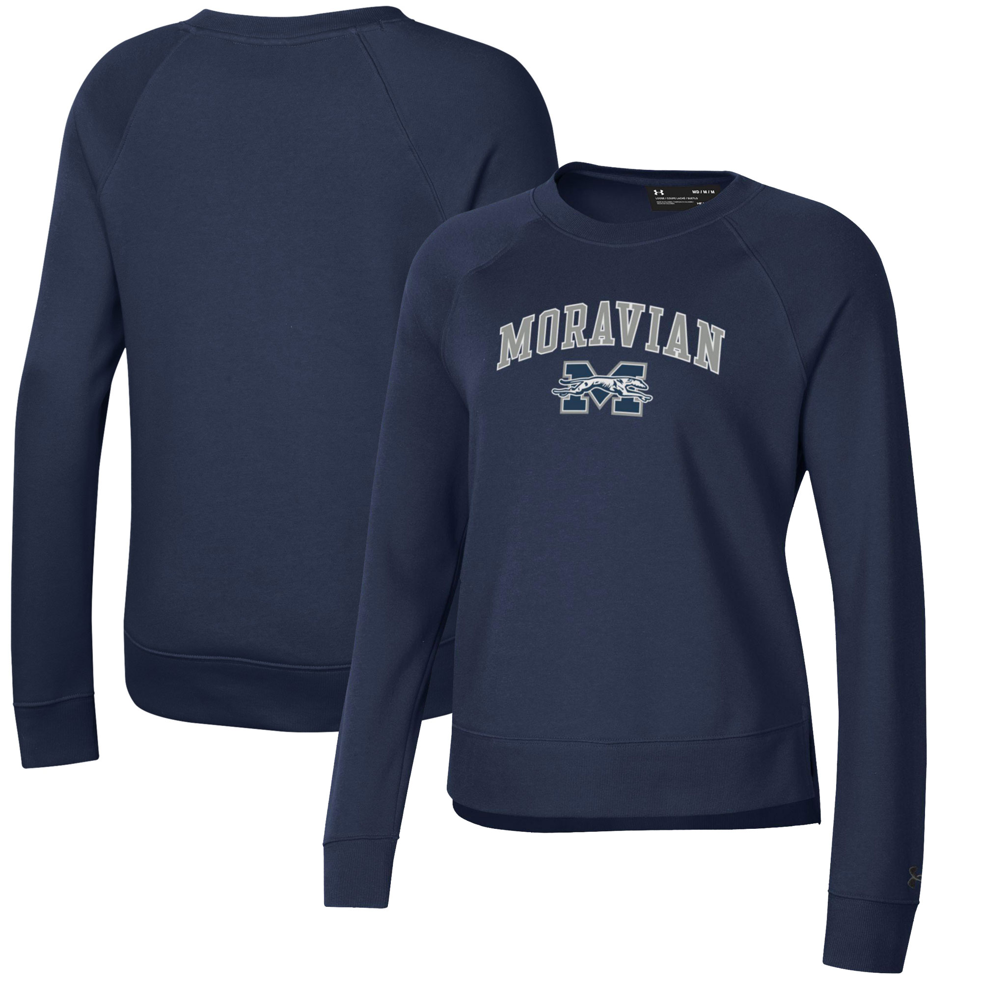 Women's Under Armour Navy Moravian Greyhounds All Day Pullover Sweatshirt - Image 2