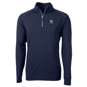 Men's Cutter & Buck Navy Navy Midshipmen Big & Tall Adapt Eco Knit Quarter-Zip Pullover Jacket