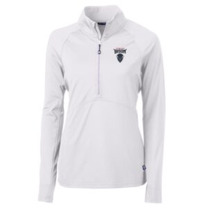 Women's Cutter & Buck White Howard Bison Adapt Eco Knit Half-Zip Pullover Jacket