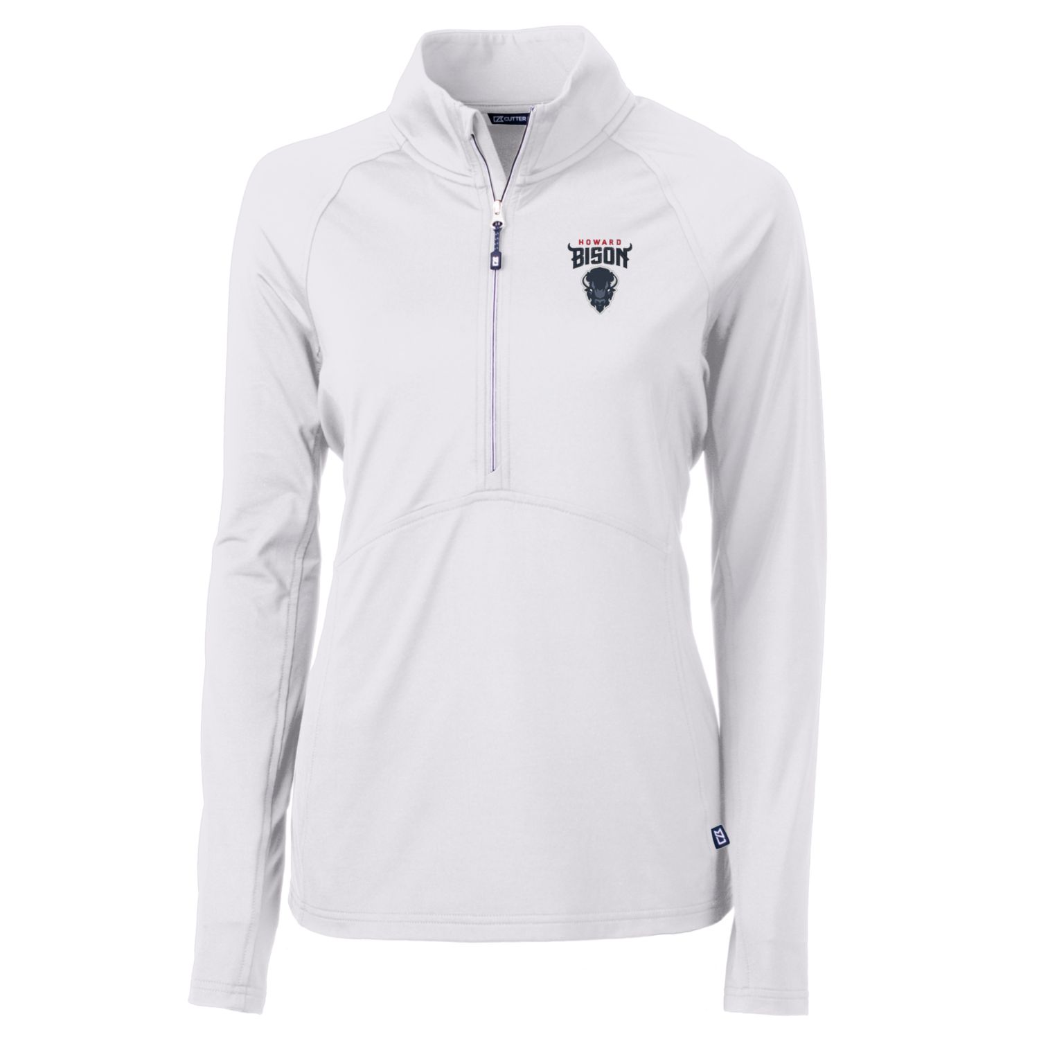 Women's Cutter & Buck White Howard Bison Adapt Eco Knit Half-Zip Pullover Jacket