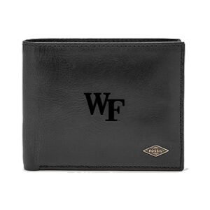 Men's Fossil Black Wake Forest Demon Deacons Leather Ryan RFID Passcase Wallet