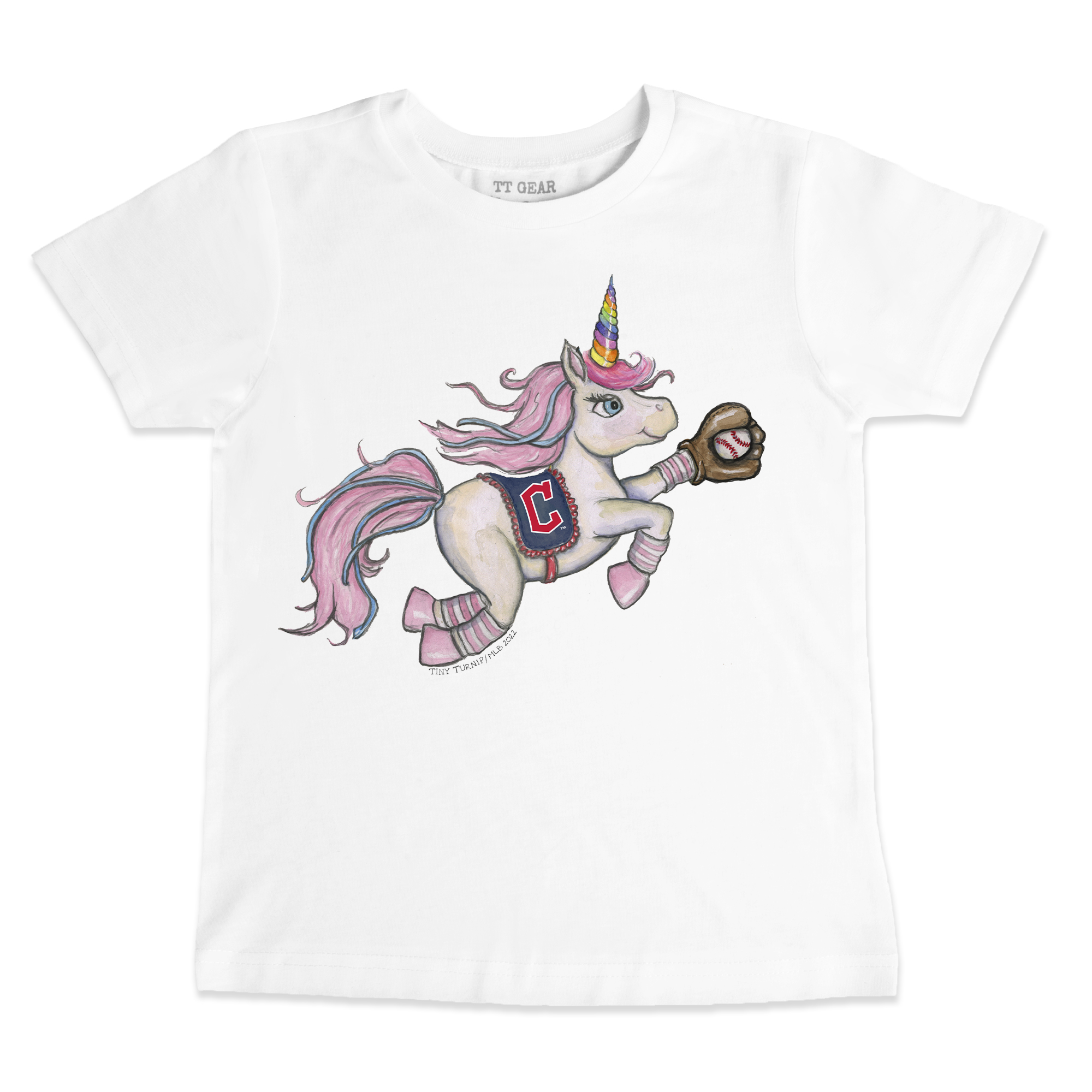 Youth Tiny Turnip White Cleveland Guardians Unicorn T-Shirt
