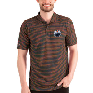 Men's Antigua Heathered Black/Orange Edmonton Oilers Esteem Polo