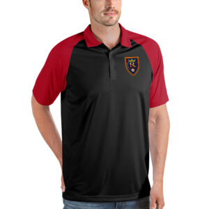 Men's Antigua Black/Red Real Salt Lake Nova Polo