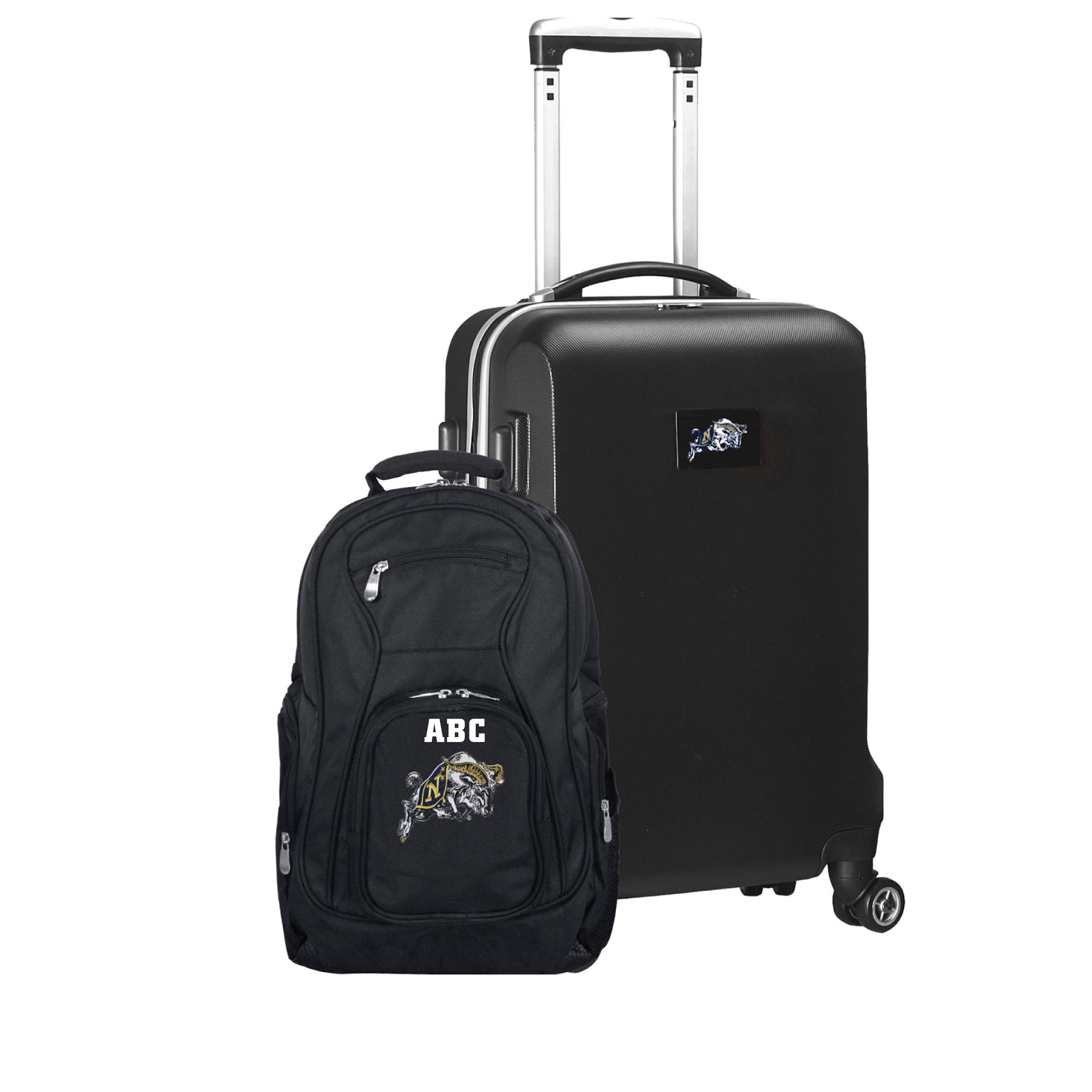 MOJO Black Navy Midshipmen Personalized Deluxe 2-Piece Backpack & Carry-On Set