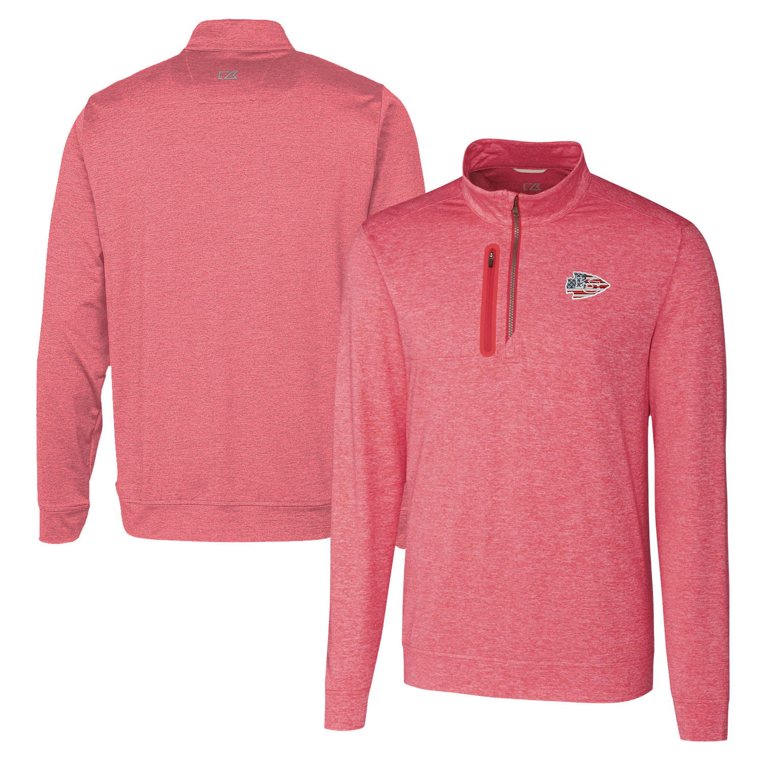 Men's Cutter & Buck Red Kansas City Chiefs Americana Stealth Quarter-Zip Pullover Top