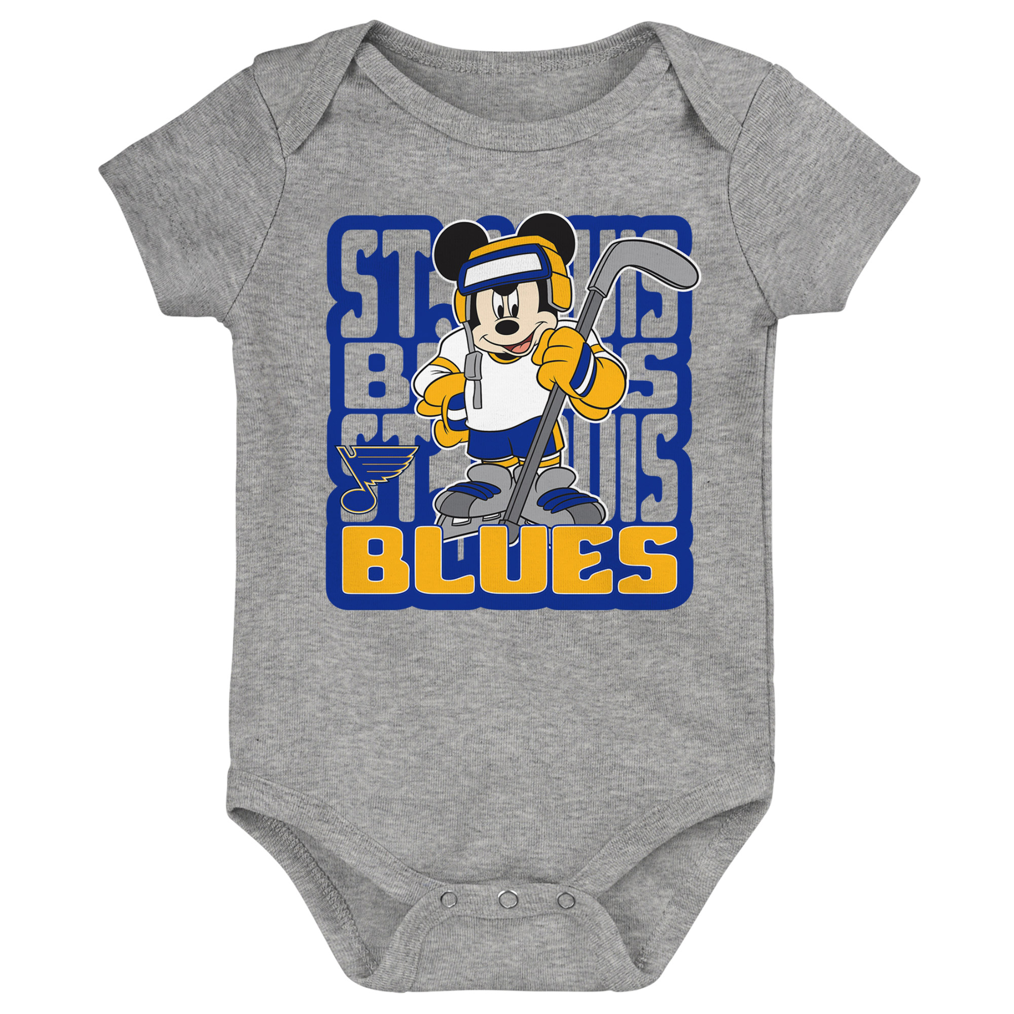 Infant Blue/Gold/Heather Gray St. Louis Blues Disney 3-Piece Bodysuit Set - Image 4
