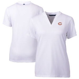 Women's Cutter & Buck White Chicago Bears Forge Stretch Blade Polo