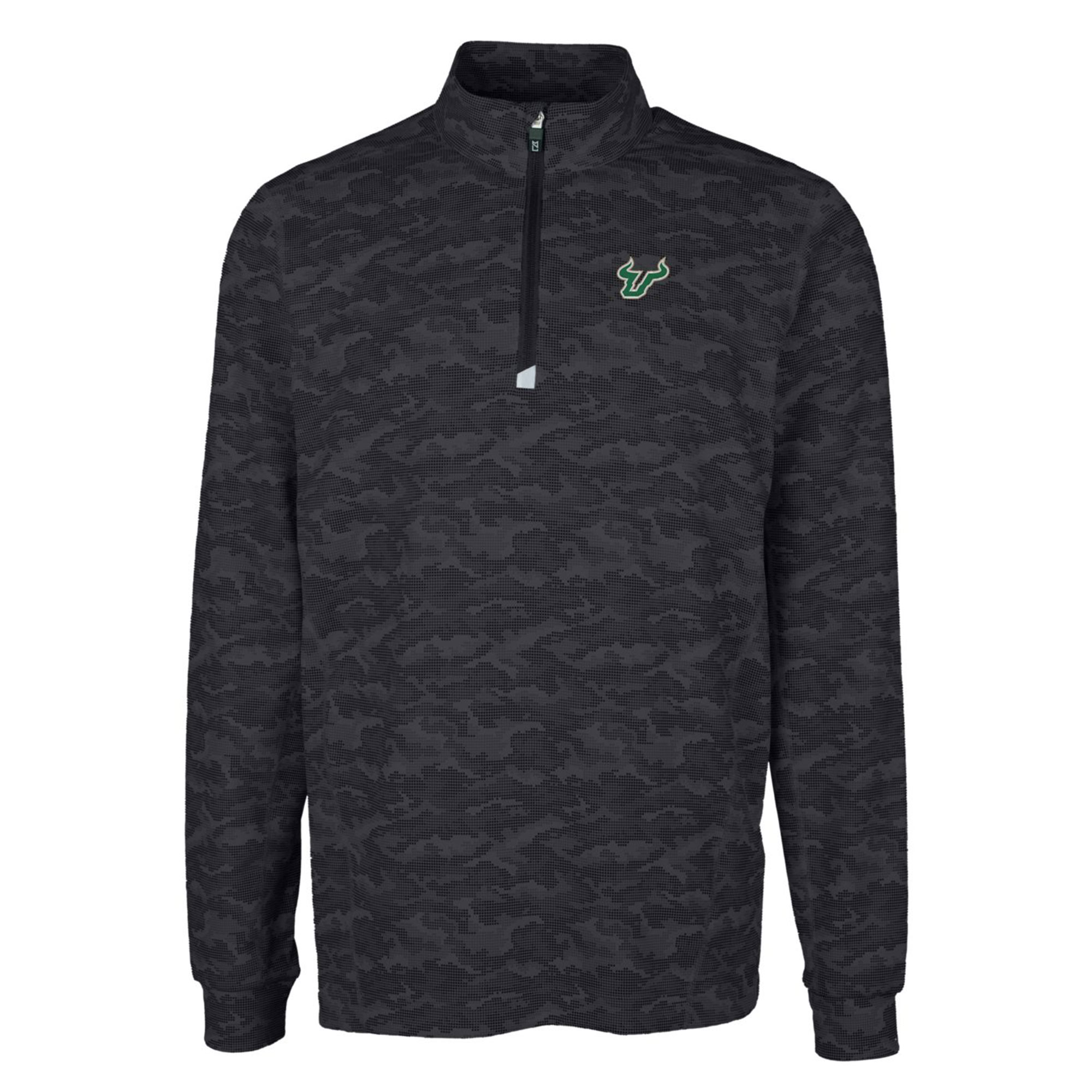 Men's Cutter & Buck Black South Florida Bulls Big & Tall Traverse Camo Print Stretch Quarter-Zip Pullover Top - Image 3