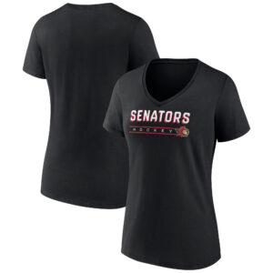 Women's Black Ottawa Senators Primary Play V-Neck T-Shirt