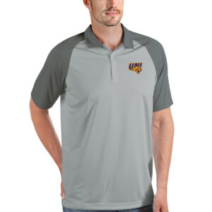 Men's Antigua Silver/Steel Northern Iowa Panthers Nova Polo