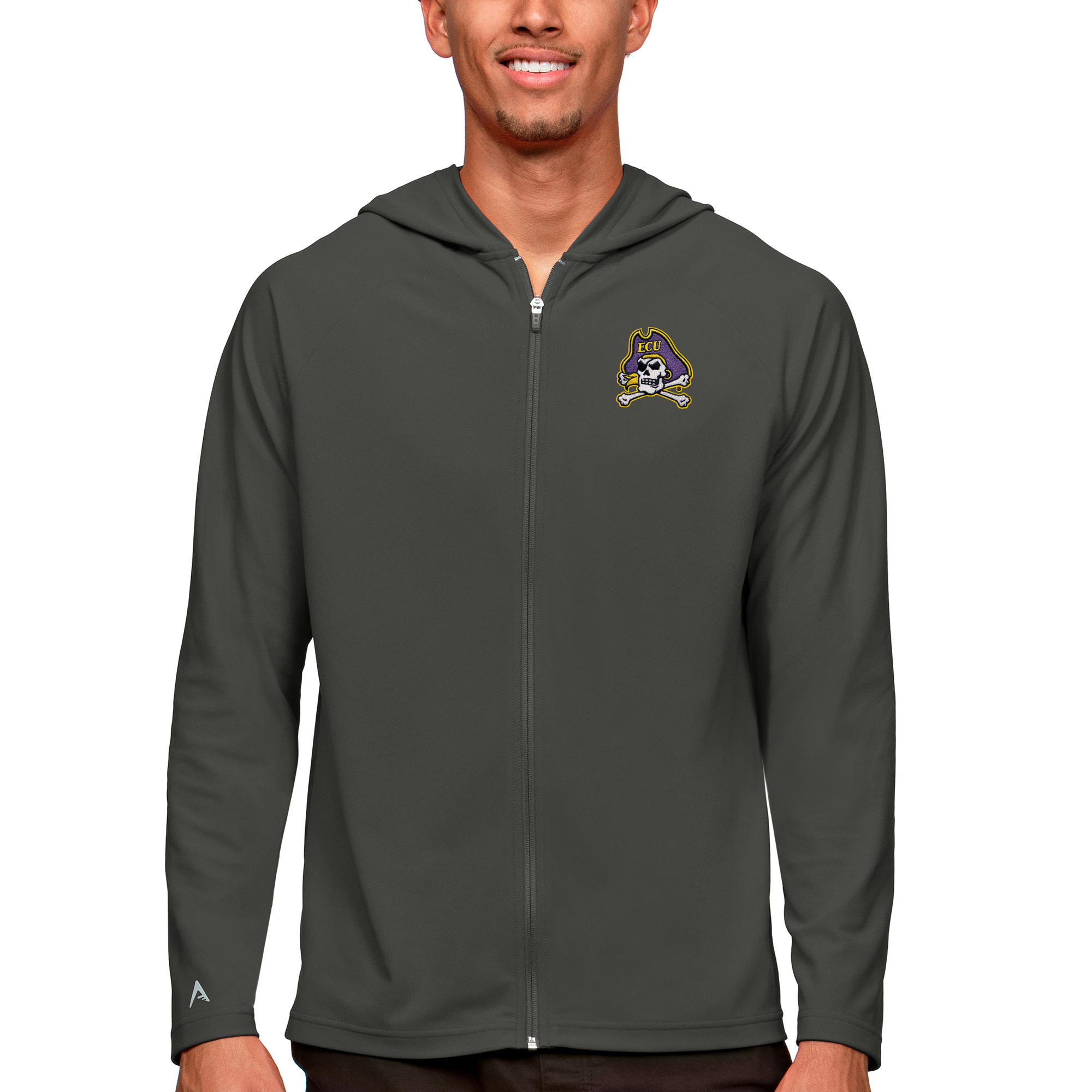 Men's Antigua Charcoal ECU Pirates Legacy Full-Zip Hoodie