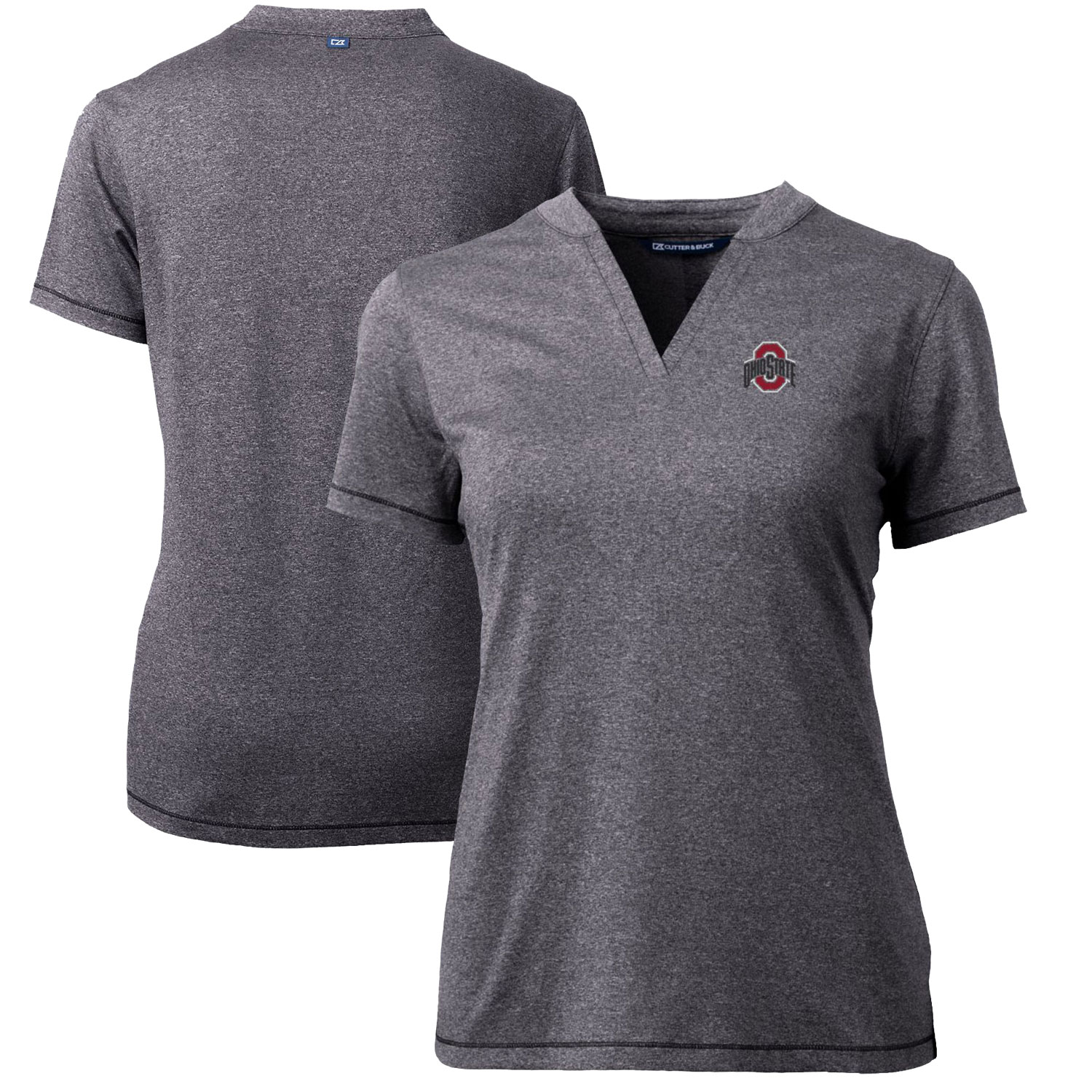 Women's Cutter & Buck Heather Charcoal Ohio State Buckeyes Forge Blade V-Neck Top - Image 8