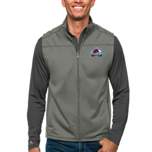 Men's Antigua Steel Colorado Avalanche Links Full-Zip Golf Vest