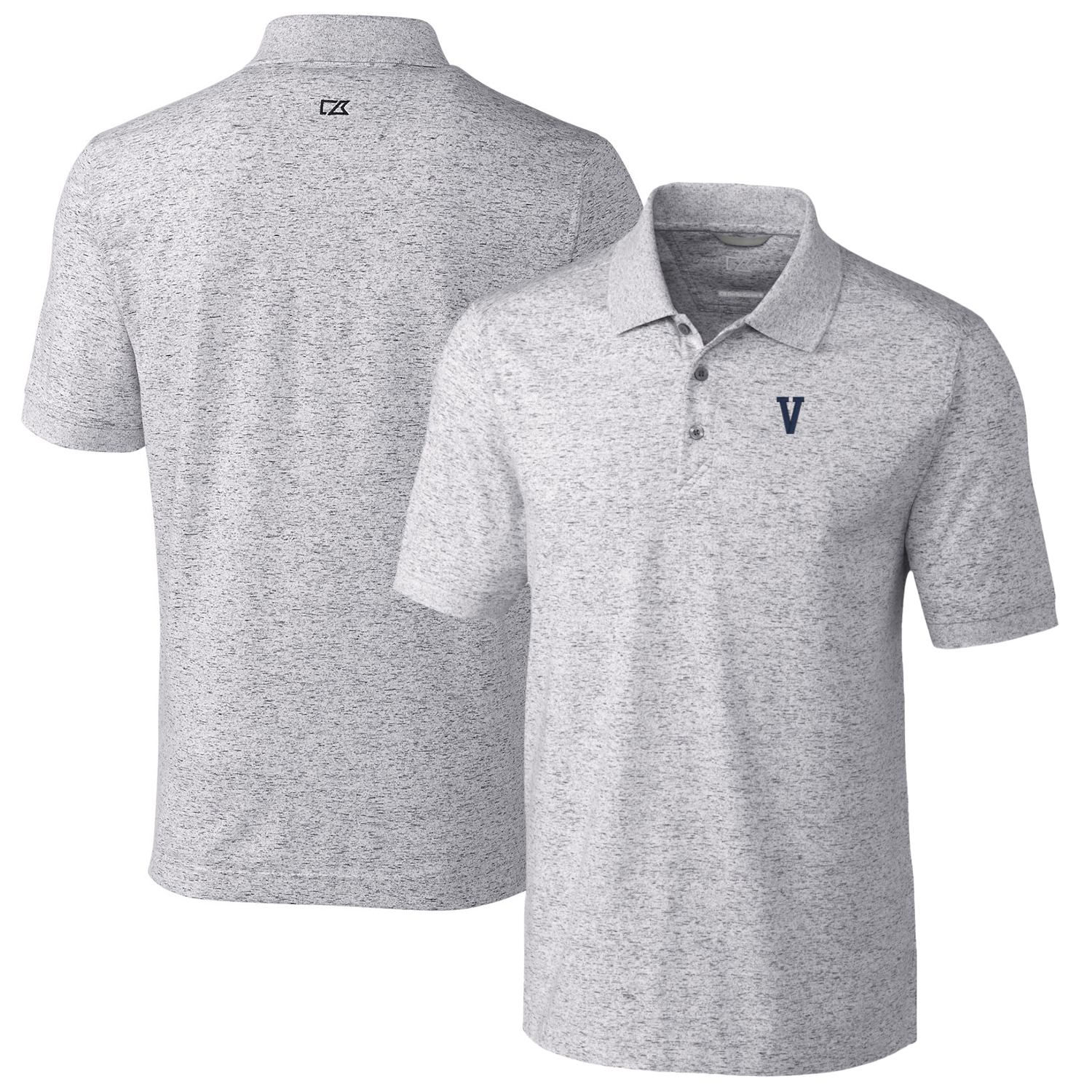 Men's Cutter & Buck Steel Villanova Wildcats Vault Advantage Tri-Blend Space Dye Big & Tall Polo